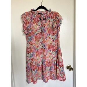 dokotoo Woman's Mini Dress Ruffled Boho Chic A Line‎ Tired Flowy Artsy L/m